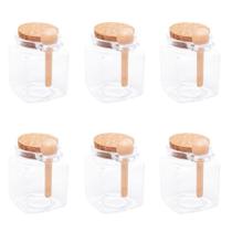 Kit 6 Porta Temperos Quadrado 310 Ml Vidro Com Colher De Bambu E Tampa Rolha Lyor Kit 6 Porta Temperos Quadrado 310 Ml Vidro Com Colher De Bambu E Tampa Rolha Lyor