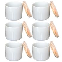 Kit 6 Porta Treco / Condimentos / Mantimentos 200ml - Potes Porcelana Tampa Pinus Kit 6 Porta Treco / Condimentos / Mantimentos 200ml - Potes Porcelana Tampa Pinus