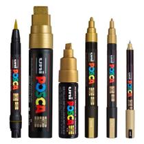 KIT 6 Posca Cor Ouro PC-1MR.3M.5M.8K.17K.PCF-350 Uni-ball