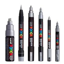 KIT 6 Posca Cor Prata PC-1M.1MR.3M.5M.8K.PCF-350 Uni-ball