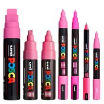 KIT 6 Posca Cor Rosa PC-1M.1MR.5M.7M.8K.17K Uni-ball