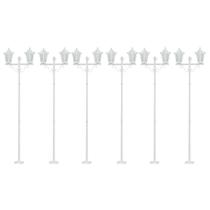 Kit 6 Postes 1,6m Luminária Branco Jardim E27 Grega Lente Fosca Clássico Dital