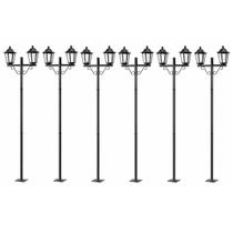 Kit 6 Postes Duplos para Jardim Praça Colonial Preto 1,61m Dital Grega Lente Fosca Kit 6 Postes Duplos para Jardim Praça Colonial Preto 1,61m Dital Grega Lente Fosca