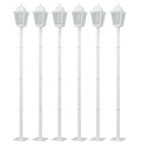 Kit 6 Postes Estacionamento 1,95m Luminárias Branco Jardim Praça 1 Lâmpada Dital