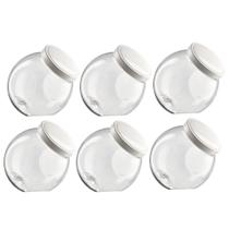 Kit 6 Pote Baleiro Plástico Cristal 1L com Tampa de Rosca Branca