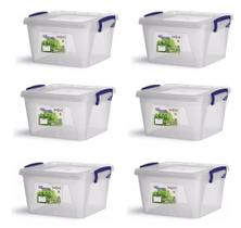 KIT 6 Pote Conservador 5 LITROS De Plástico Mantimento Com Travas N487 KIT 6 Pote Conservador 5 LITROS De Plástico Mantimento Com Travas N487