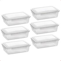 Kit 6 Pote De Plástico Alimentos Retangular Com Travas 1,1 L
