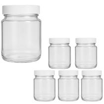 Kit 6 Pote de Vidro 240ml Com Tampa Plástica Para Tempero Kit 6 Pote de Vidro 240ml Com Tampa Plástica Para Tempero