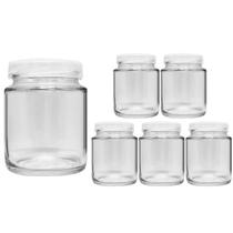 Kit 6 Pote de Vidro 240ml Com Tampa Plástica Para Tempero Kit 6 Pote de Vidro 240ml Com Tampa Plástica Para Tempero