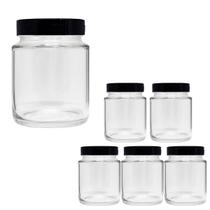 Kit 6 Pote de Vidro 240ml Com Tampa Plástica Preta Para Tempero Kit 6 Pote de Vidro 240ml Com Tampa Plástica Preta Para Tempero