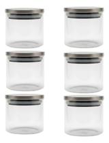 Kit 6 Pote De Vidro Com Tampa Hermética Inox 700ml Multiuso