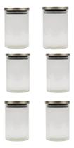Kit 6 Pote De Vidro Com Tampa Hermética Inox 900ml Multiuso