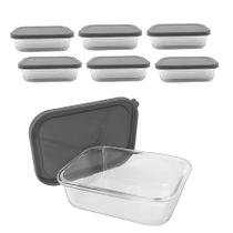 Kit 6 Pote De Vidro Com Tampa Hermética Marmita Retangular 1000ml Kit 6 Pote De Vidro Com Tampa Hermética Marmita Retangular 1000ml