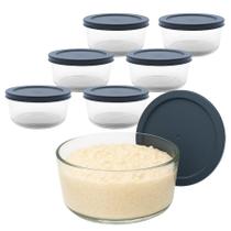 Kit 6 Pote De Vidro Hermético Redondo Com Tampa Marmita Forno Microondas 1650ml