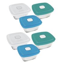 Kit 6 Pote de Vidro Marinex Facilita Vap 1L Quadrado Nadir