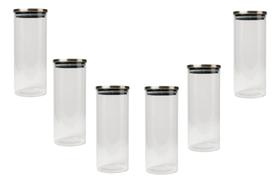 Kit 6 Pote De Vidro Tampa Inox Hermetica Organ 2,2l Multiuso