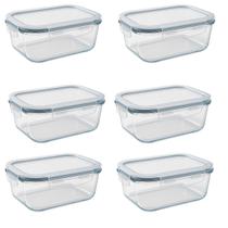 Kit 6 pote de vidro tampa vedação 1040ml hermético microondas casa cozinha organizador freezer louça Kit 6 pote de vidro tampa vedação 1040ml hermético microondas casa cozinha organizador freezer louça