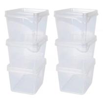 Kit 6 Pote Empilháveis Modular Organizador Para Mantimentos Condimentos Transparente 800ML