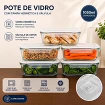 Kit 6 Pote Hermético 1050ml Vidro Resistente Design Elegante Cor Transparente Kit 6 Pote Hermético 1050ml Vidro Resistente Design Elegante Cor Transparente