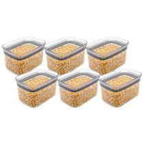 Kit 6 Pote Hermético Organizador Alimentos Retangular Ou 650ml