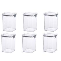 Kit 6 Pote Hermético Para Alimentos Multiuso Com Travas 1L