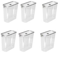 Kit 6 Pote Hermético Slim 3.390 ML Multiuso 23x10Cm Kit 6 Pote Hermético Slim 3.390 ML Multiuso 23x10Cm