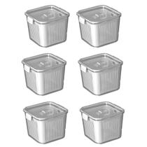 Kit 6 Pote Hermético Slim Multiuso 2.030 ML Cinza