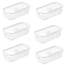 Kit 6 Pote Hermético Slim Multiuso 845 ML Branco 22x10x6Cm