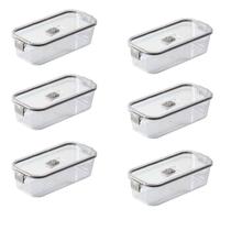 Kit 6 Pote Hermético Slim Multiuso 845 ML Cinza 22x10x6Cm Kit 6 Pote Hermético Slim Multiuso 845 ML Cinza 22x10x6Cm