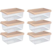 Kit 6 Pote Organizador Multiuso P 0,6L Transparente Plástico Cozinha Geladeira