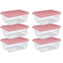 Kit 6 Pote Organizador Multiuso P 0,6L Transparente Plástico Cozinha Geladeira