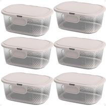 Kit 6 Pote Para Alimentos Com Tampa Fixa 1L Transp. Bpa Free