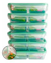 Kit 6 Pote Plástico Com Travas E Divisória 730ml Freshy Sanremo Kit 6 Pote Plástico Com Travas E Divisória 730ml Freshy Sanremo