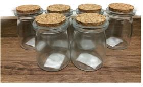 Kit 6 pote porta tempero de vidro 100 ml com rolha