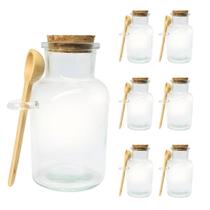 Kit 6 Pote Porta Tempero Redondo Vidro com Colher de Bambu e Tampa Rolha 100ml