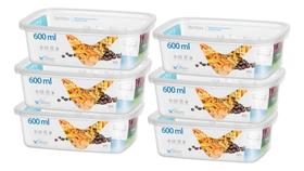 Kit 6 Pote Retangular 600ml Armazenamento Alimento Bpa Free
