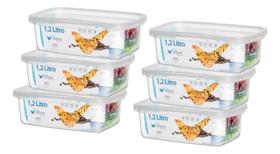 Kit 6 Pote Retangular Alimento 1,2l Armazenamento Bpa Free Kit 6 Pote Retangular Alimento 1,2l Armazenamento Bpa Free
