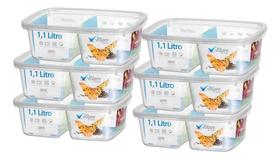 Kit 6 Pote Retangular Divisoria 1,1l Armazenamento Bpa Free Kit 6 Pote Retangular Divisoria 1,1l Armazenamento Bpa Free