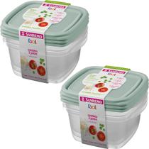 Kit 6 Pote Sanremo Quadrado 800ml Vai Freezer Microondas Potinho Congelar Alimentos Vasilha Plástica BPA Free
