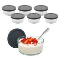 Kit 6 Pote Tigela De Vidro Bowl Redondo Com Tampa Hermética Marmita Fit 230ml Kit 6 Pote Tigela De Vidro Bowl Redondo Com Tampa Hermética Marmita Fit 230ml