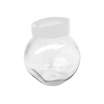 Kit 6 Pote Vidro Baleiro Cristal Transparente Tampa Plástico Preto/Branco 500ml
