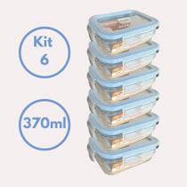 Kit 6 Pote Vidro Hermética Com Tampa Silicone Rosa 370ml