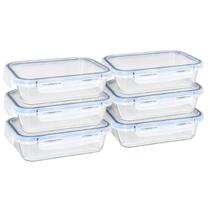 Kit 6 Pote Vidro Hermético 1040ml Organizador Forno Frezeer Kit 6 Pote Vidro Hermético 1040ml Organizador Forno Frezeer