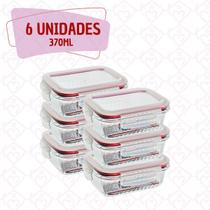 Kit 6 Pote Vidro Hermético 370ml Mantimentos Marmita Fitness