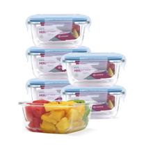 Kit 6 Pote Vidro Hermético Quadrado 320ml Marmita Mantimento