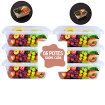 Kit 6 Potes 1 Litro BPA Free Transparentes Organizador de Alimentos Marmita