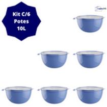 Kit 6 potes 10L, Kit Potes para Cozinha, Jogo de Vasilhas Plásticas