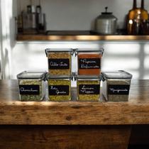Kit 6 Potes 260ml Herméticos C/ Tampa Cozinha Tempero Empilhável