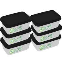 Kit 6 Potes 500ml Tampa Preta 11cm Empilhável Lava-Louça Quadrado Tampa Trava Vedação Conserva Mantimento Frutas Cereal Kit 6 Potes 500ml Tampa Preta 11cm Empilhável Lava-Louça Quadrado Tampa Trava Vedação Conserva Mantimento Frutas Cereal