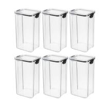 Kit 6 Potes Acrílico Herméticos Com Tampa 1,6L Mantimentos
